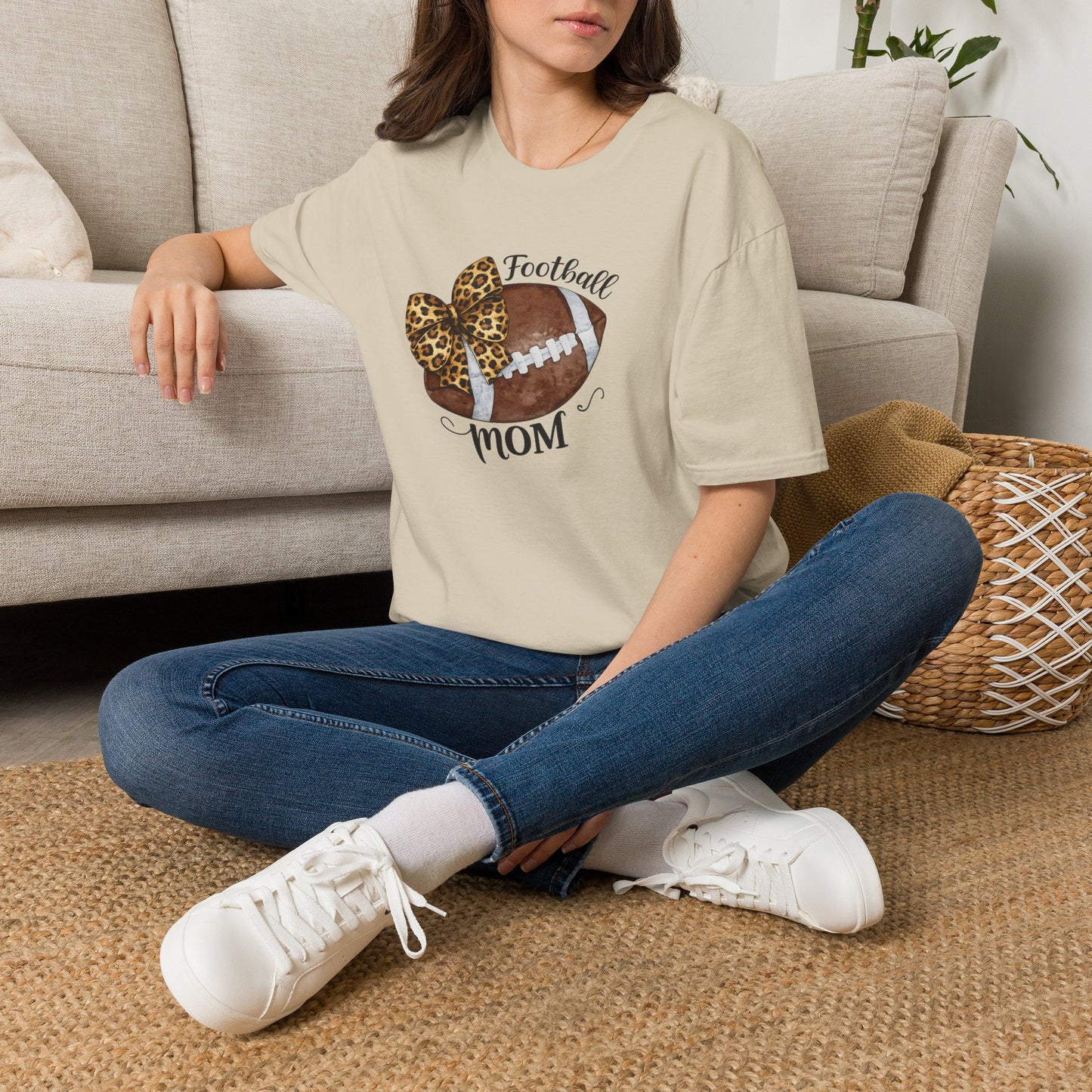 Football Mom T-Shirt — Leopard Bow Game Day Tee