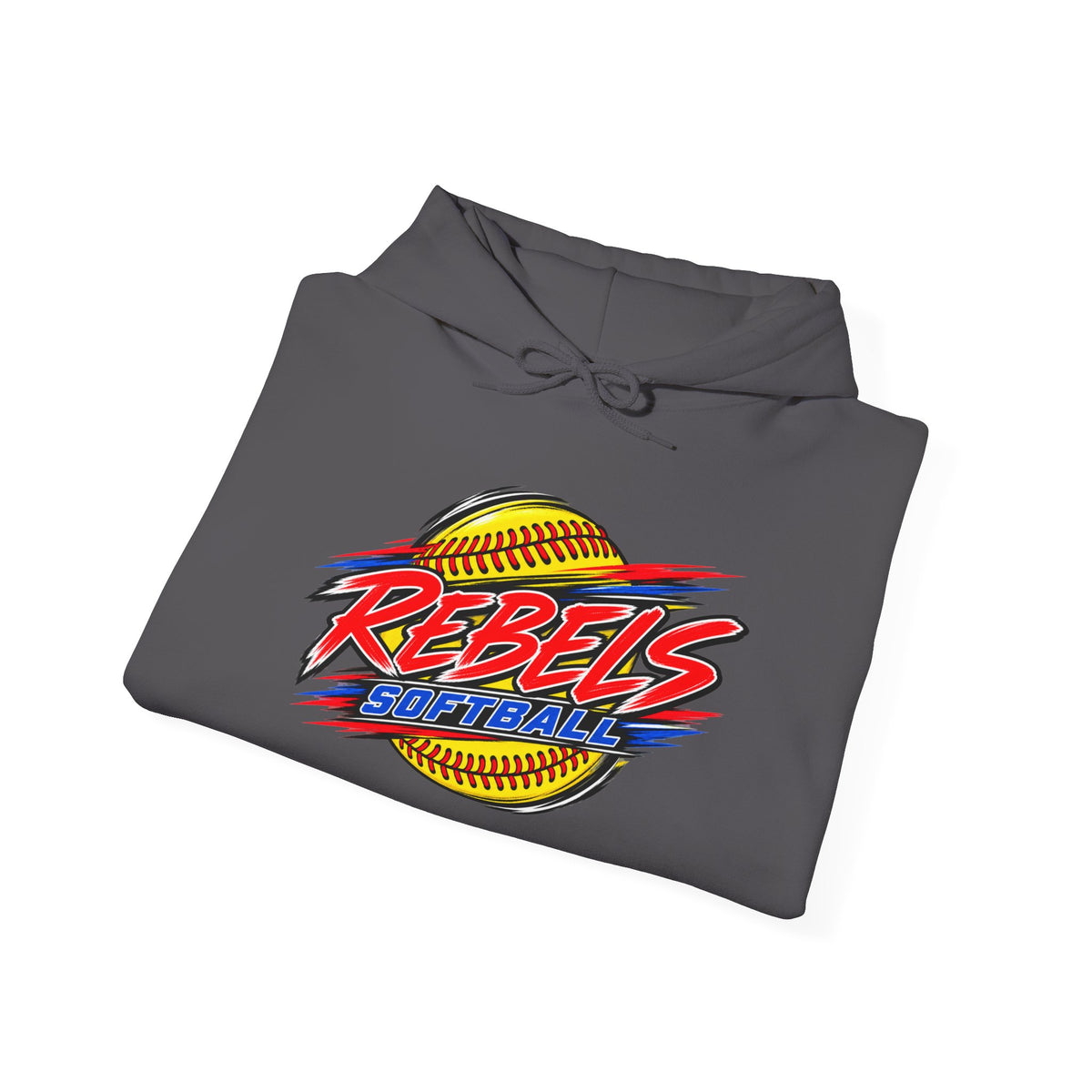 Rebels Softball Hoodie — Retro Yellow Softball Graphic