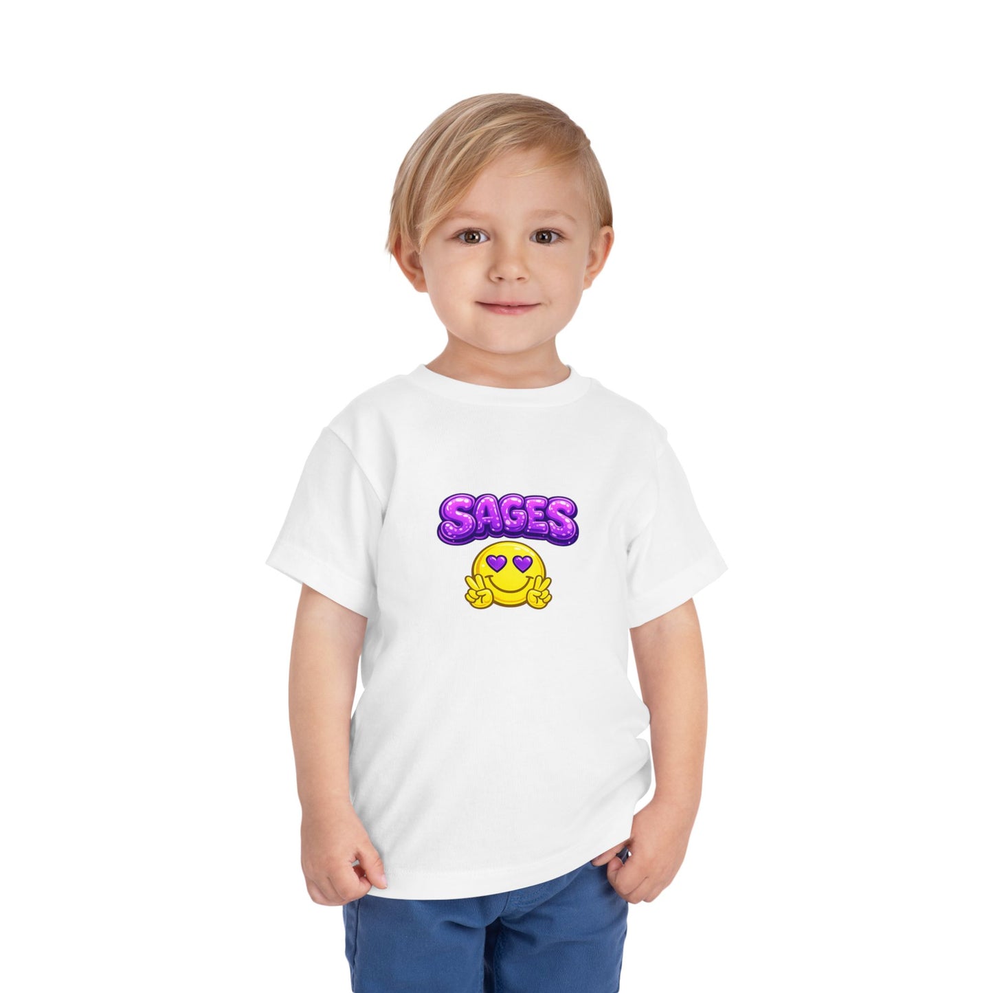 Toddler Tee — "SAGES" Heart-Eyes Emoji Kids Shirt