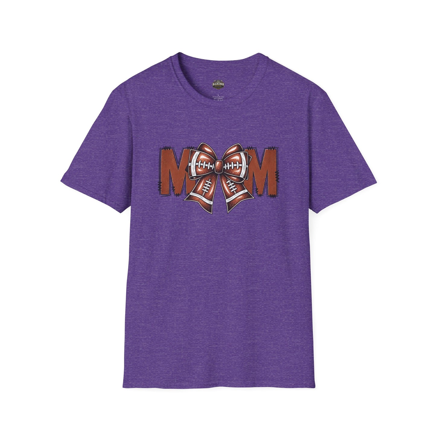 Football Mom T-Shirt — 'MOM' with Football Bow Graphic