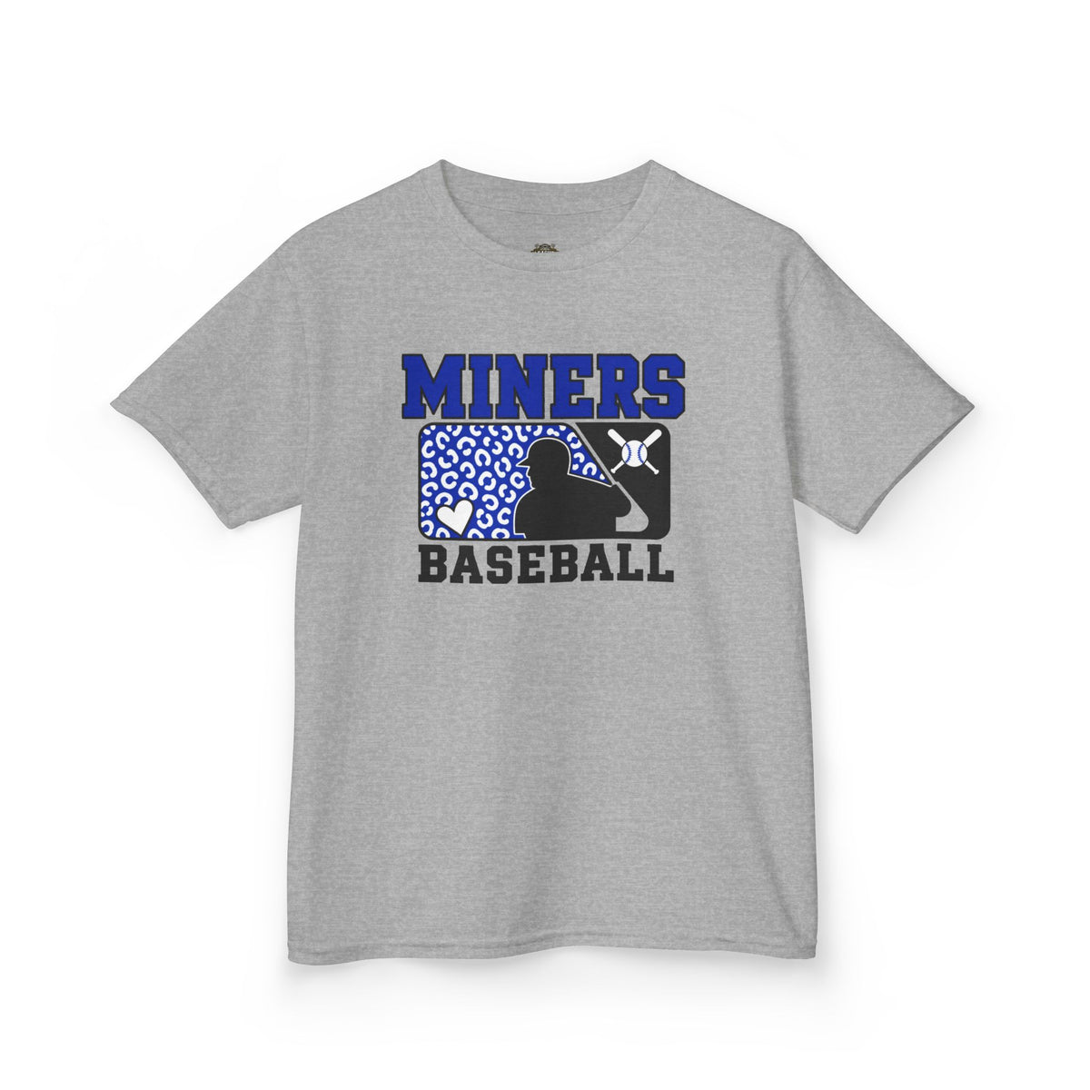 YOUTH Miners Baseball T‑Shirt — Youth Team Tee with Batting Silhouette