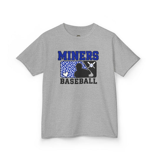 YOUTH Miners Baseball T‑Shirt — Youth Team Tee with Batting Silhouette