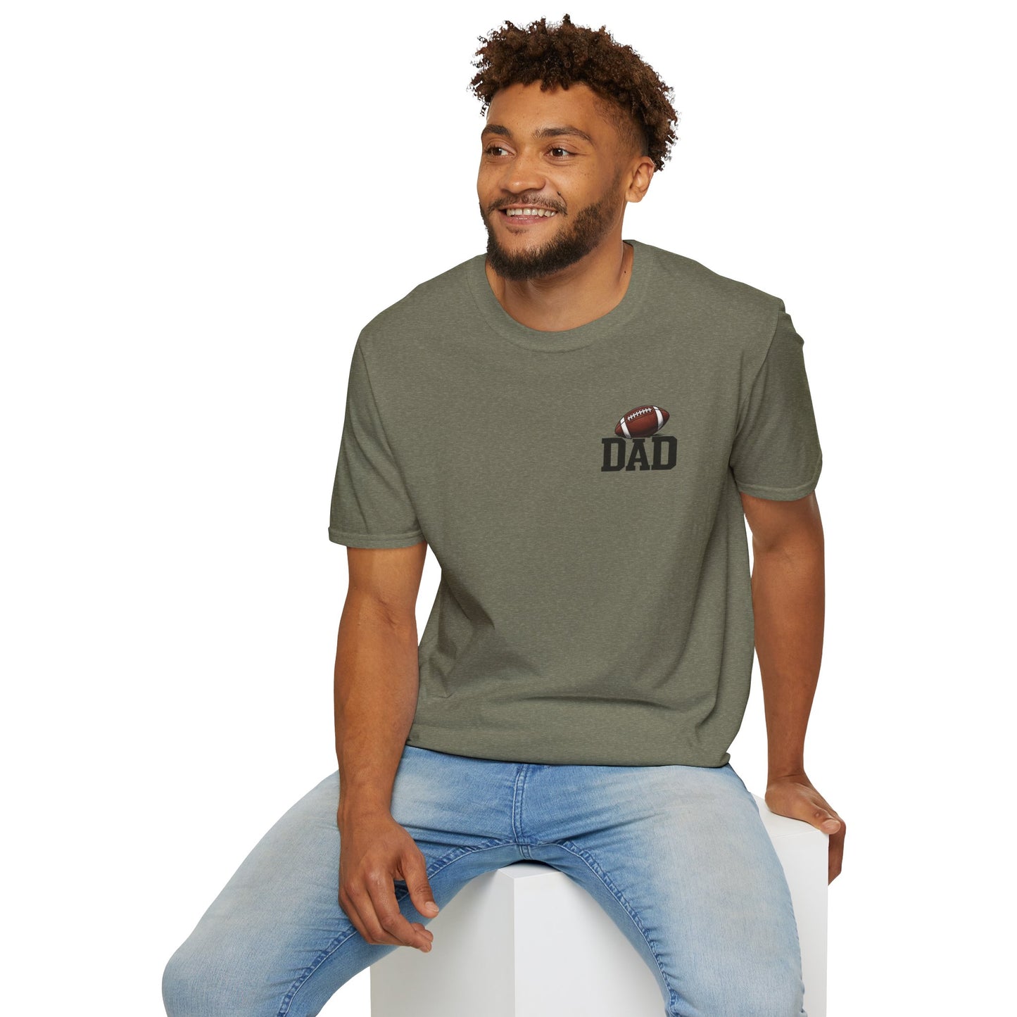 Football Dad T‑Shirt — 'DAD' with Football Chest Print