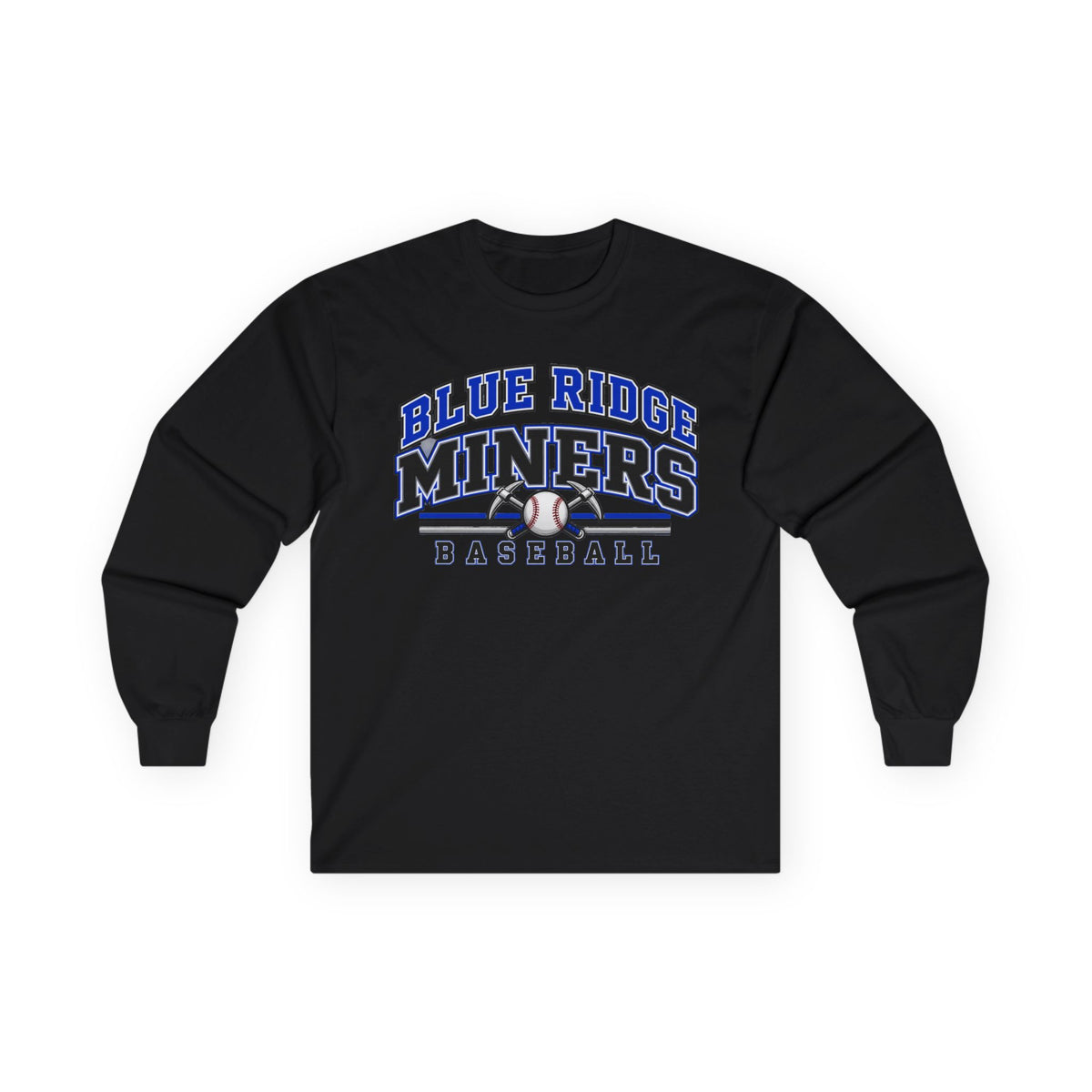 Blue Ridge Miners Baseball Long Sleeve Tee - Gildan Cotton Tee with Graphic Gameday Design