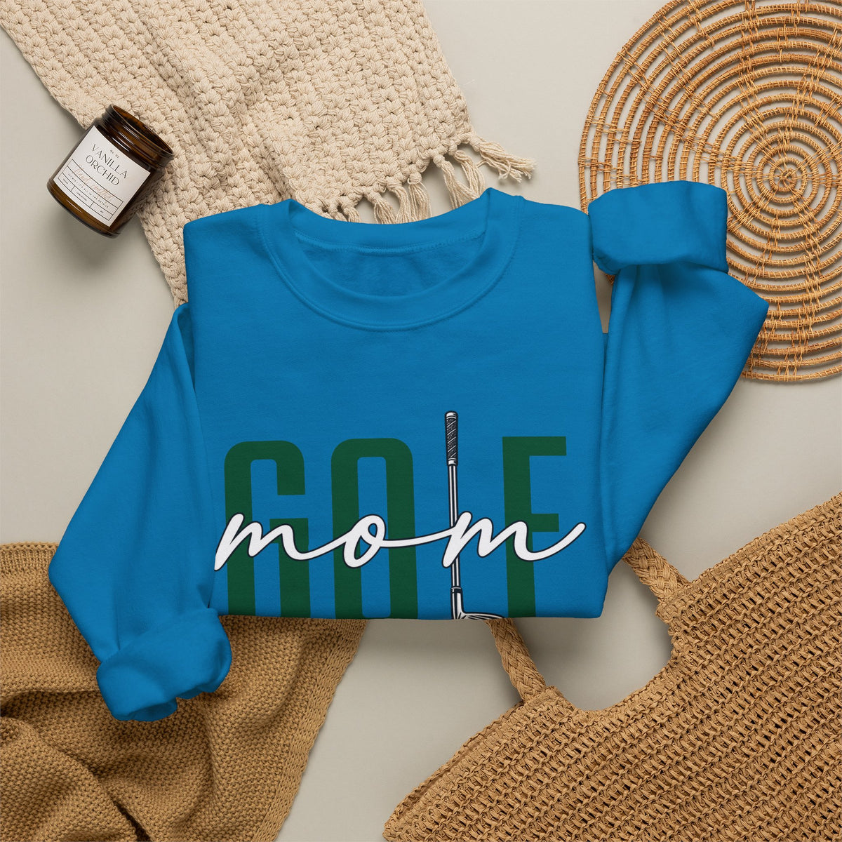 Golf Mom Crewneck Sweatshirt — 'MOM Graphic with Ball