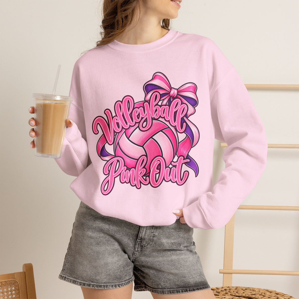 Volleyball Pink Out Crewneck Sweatshirt
