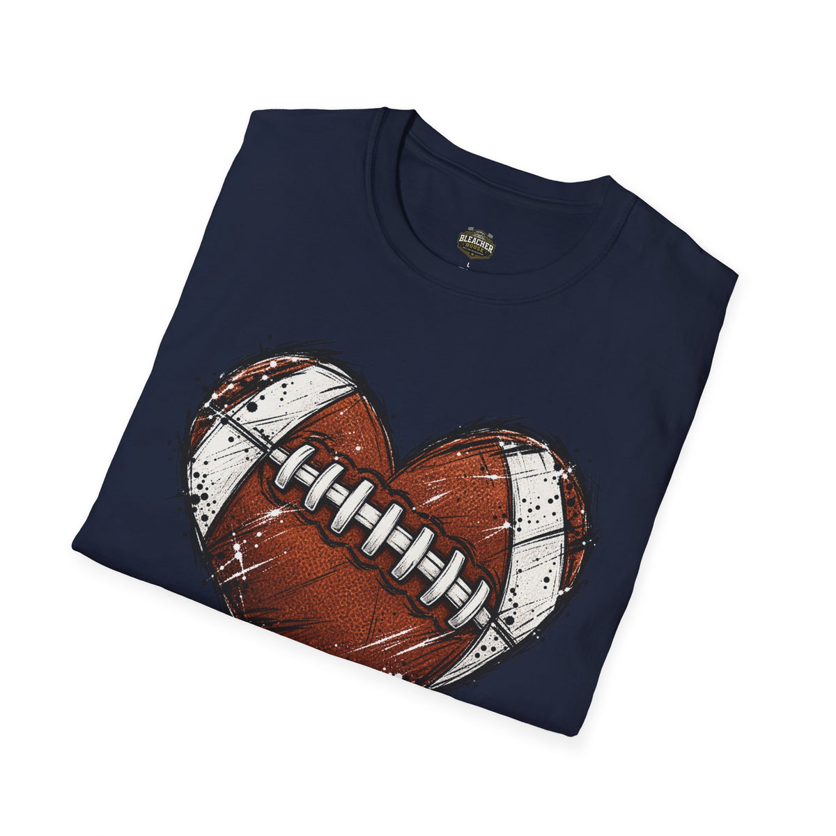 Football Heart Graphic T-Shirt — Vintage Grunge Sports Tee