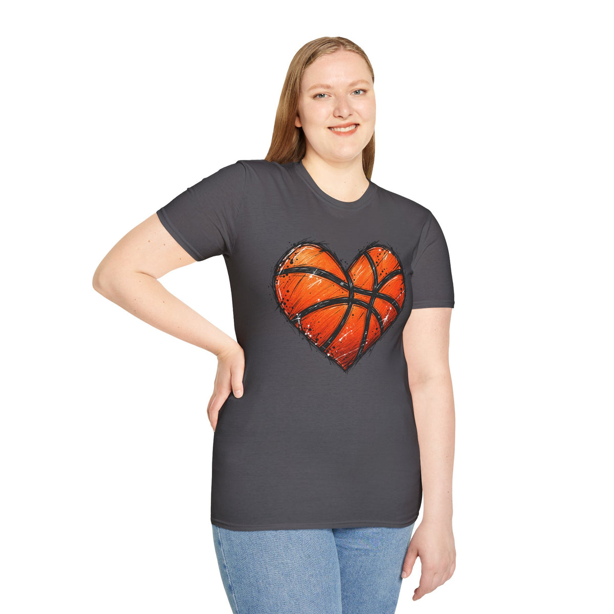 Basketball Heart T-Shirt — Athletic Love Tee for Players & Fans