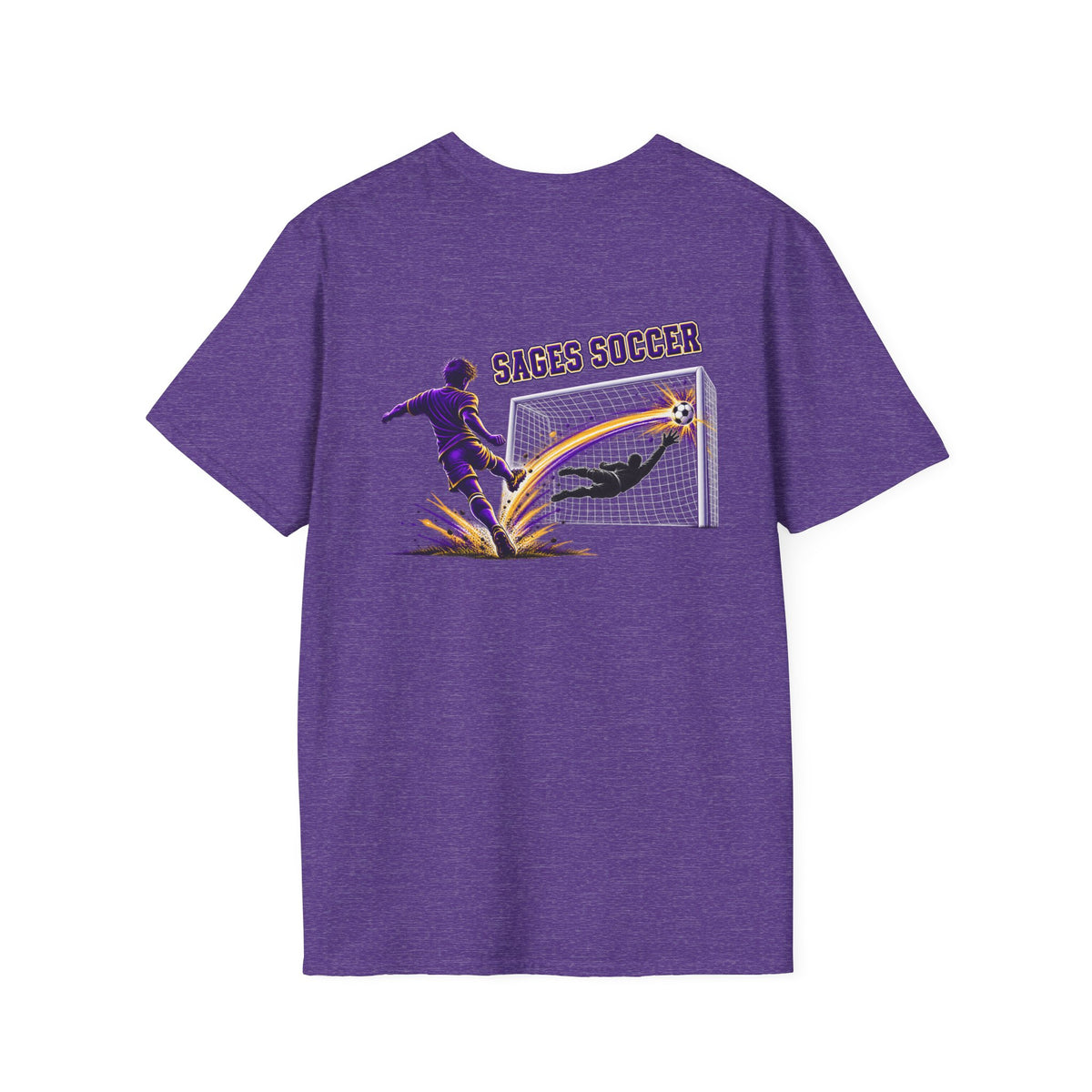 Monticello Soccer Club Graphic Goal T Shirt - Crest on Front, Graphic Soccer Goal On Back