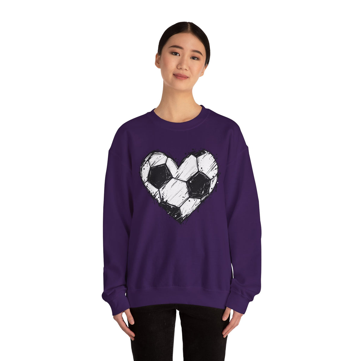 Soccer Heart Crewneck Sweatshirt — Grunge Soccer Ball Graphic