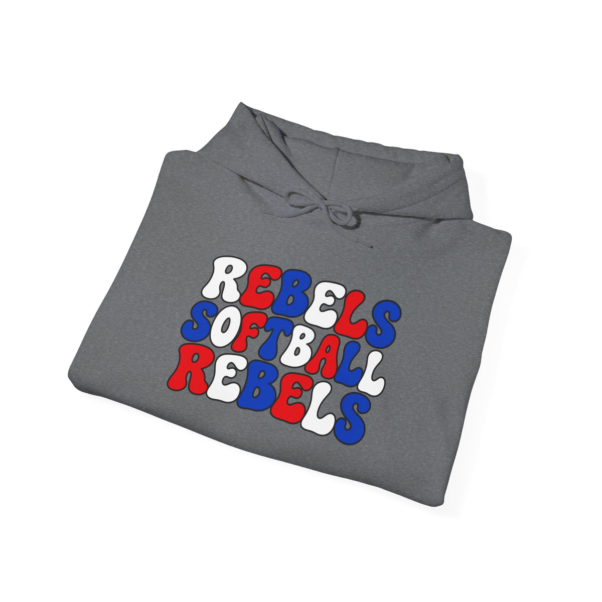 Rebels Softball Hoodie — Retro Red & Blue Team Graphic