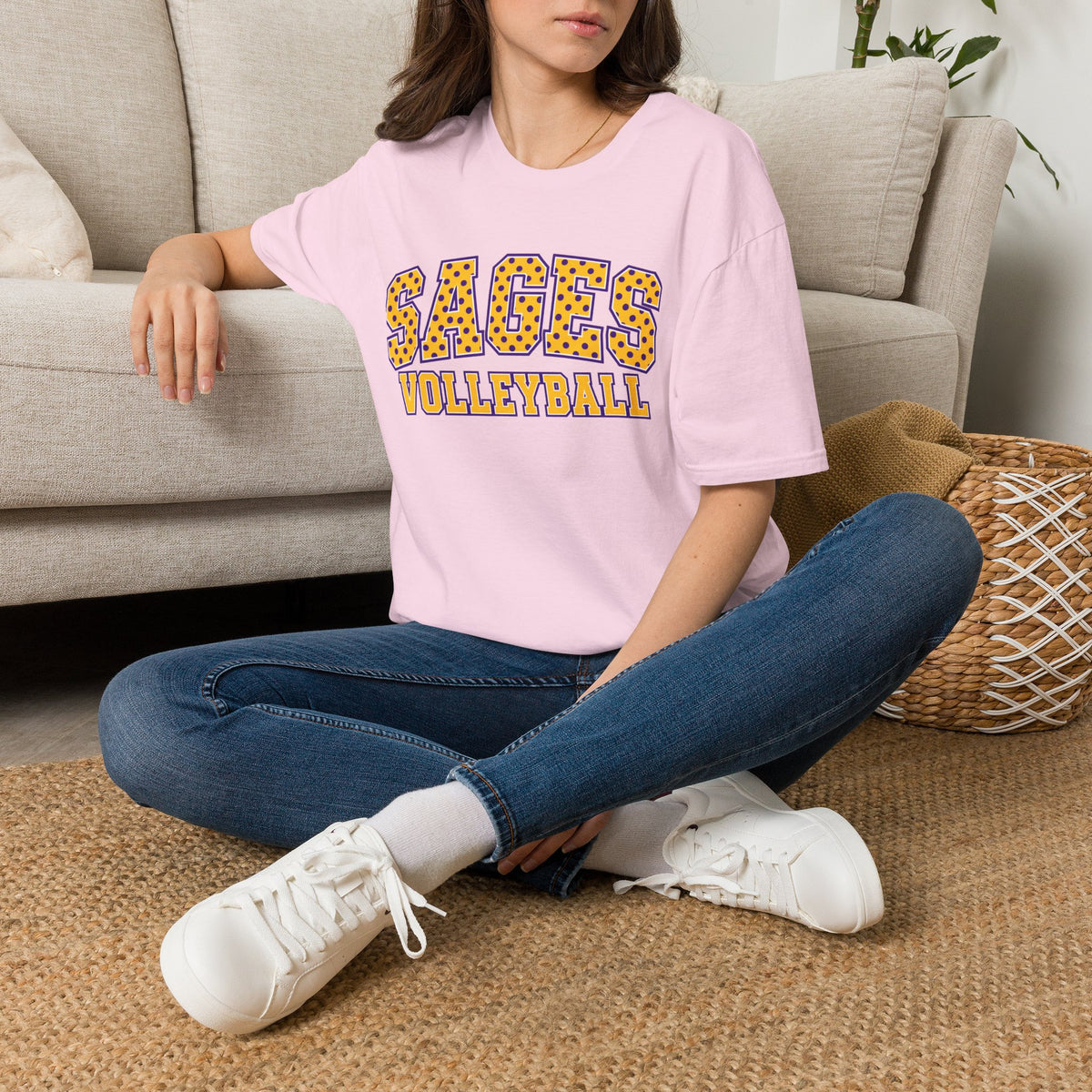 Sages Volleyball Team T‑Shirt — Retro Polka Dot Varsity Tee
