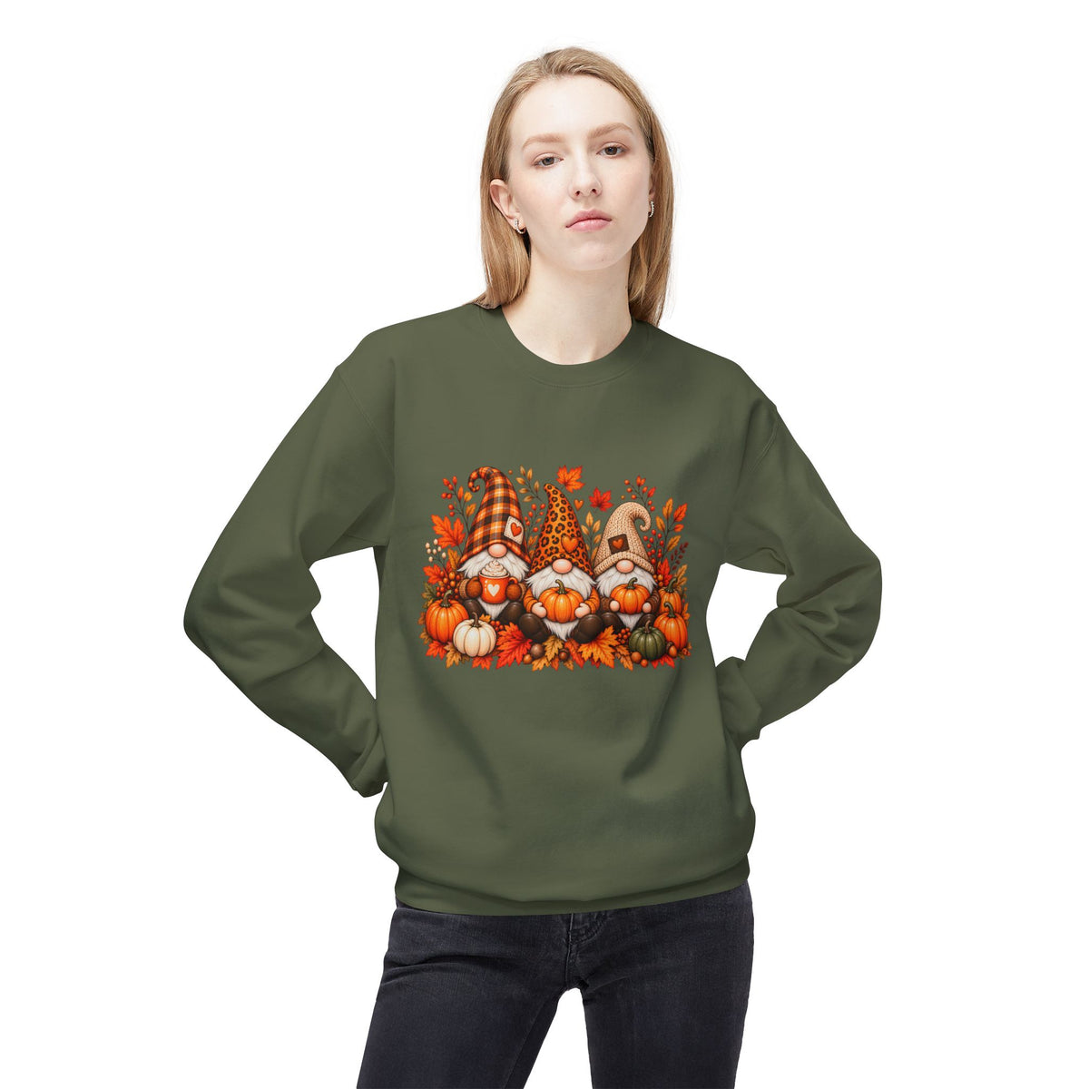 Fall Gnome Crewneck Sweatshirt - Cute Pumpkin & Autumn Gnomes Sweatshirt