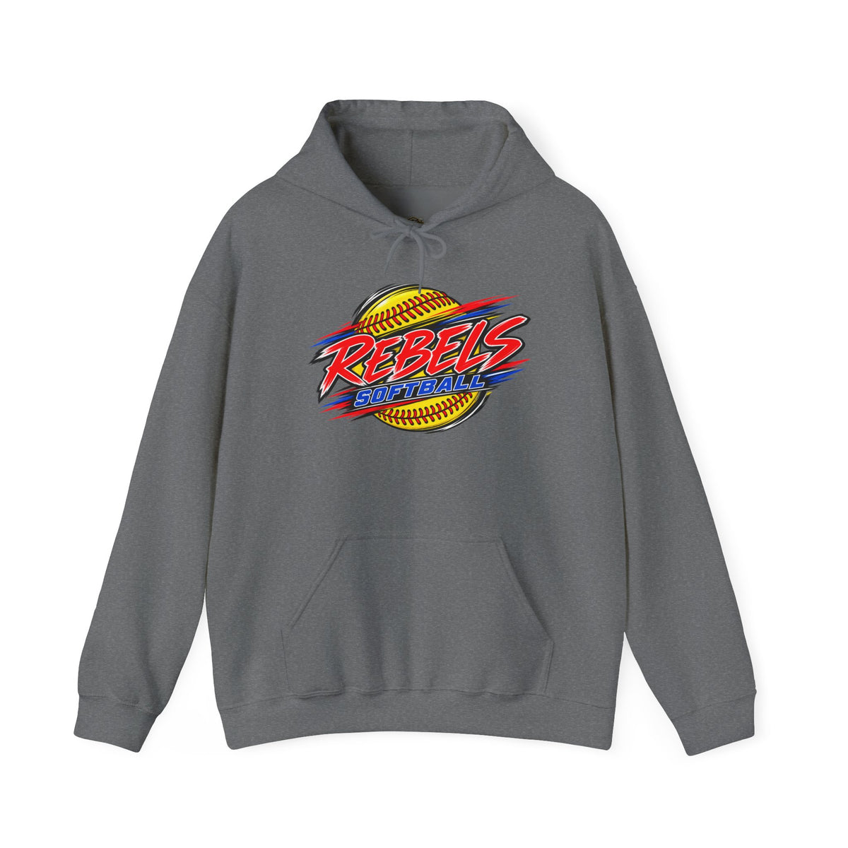 Rebels Softball Hoodie — Retro Yellow Softball Graphic