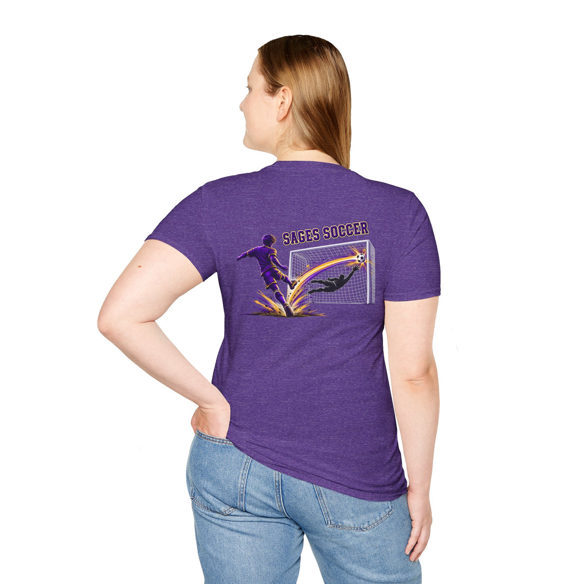 Monticello Soccer Club Graphic Goal T Shirt - Crest on Front, Graphic Soccer Goal On Back