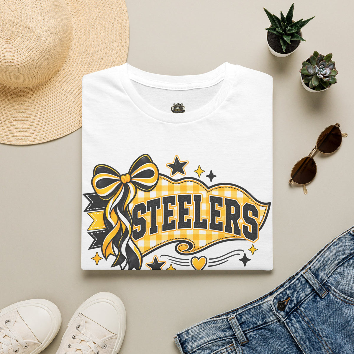 Steelers Ribbon T-Shirt — Cheerful Black & Gold Football Fan Tee