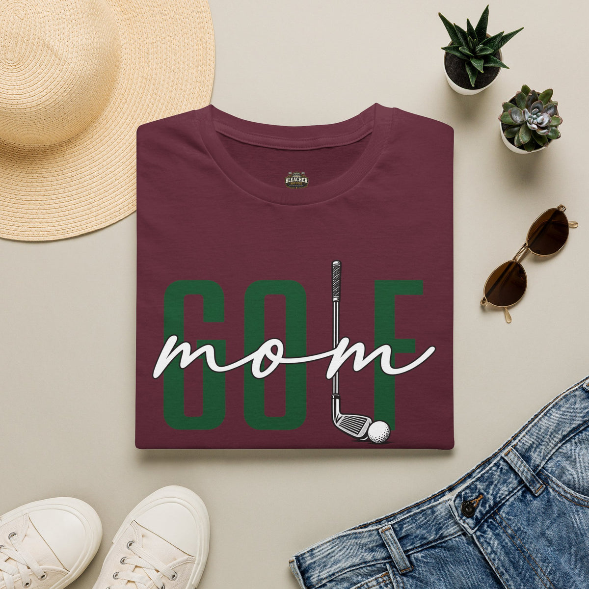Golf Mom T-Shirt — ‘GOLF’ Script Logo with Club & Ball