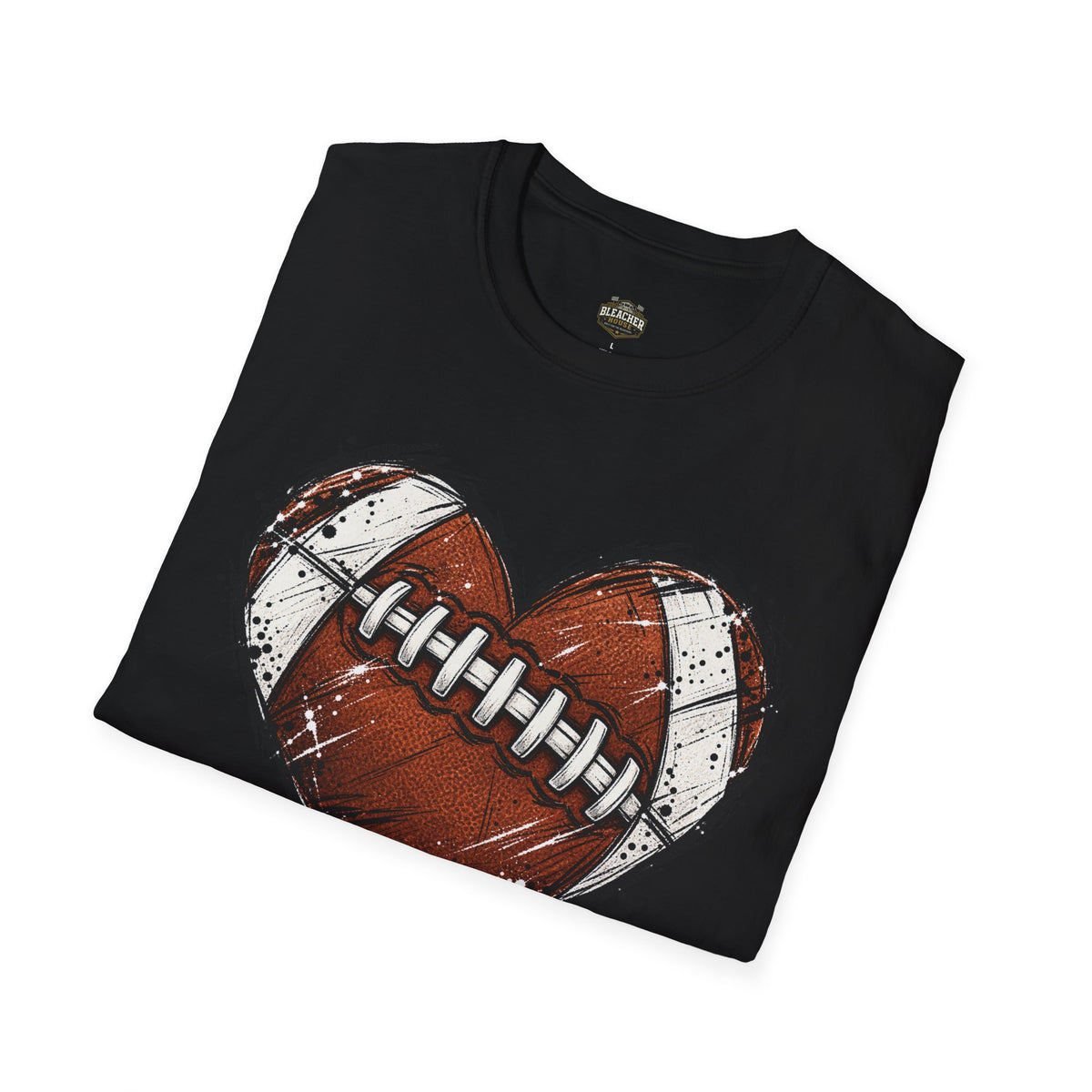 Football Heart Graphic T-Shirt — Vintage Grunge Sports Tee
