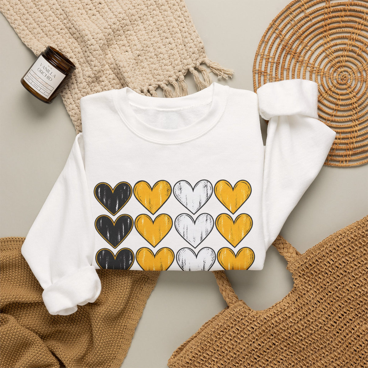 Tigers Heart Crewneck Sweatshirt — Black & Gold School Spirit