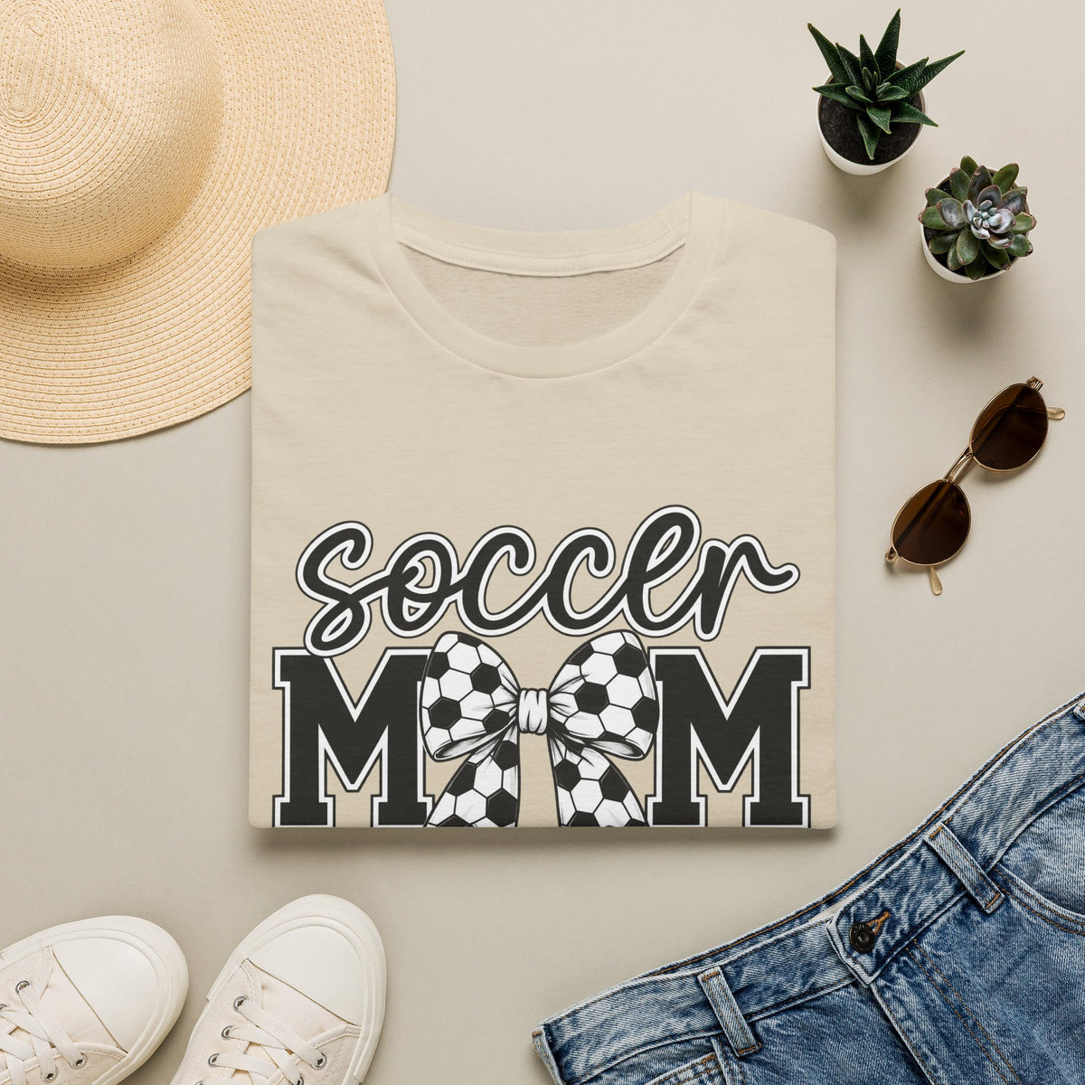 Soccer Mom T-Shirt — Leopard Bow Soccer Ball Design