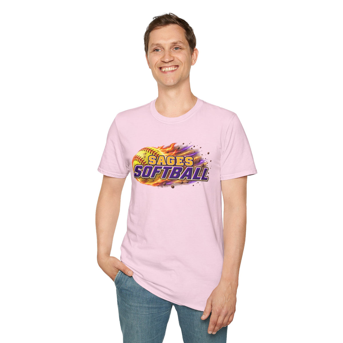 Sages Flaming Softball Graphic T‑Shirt