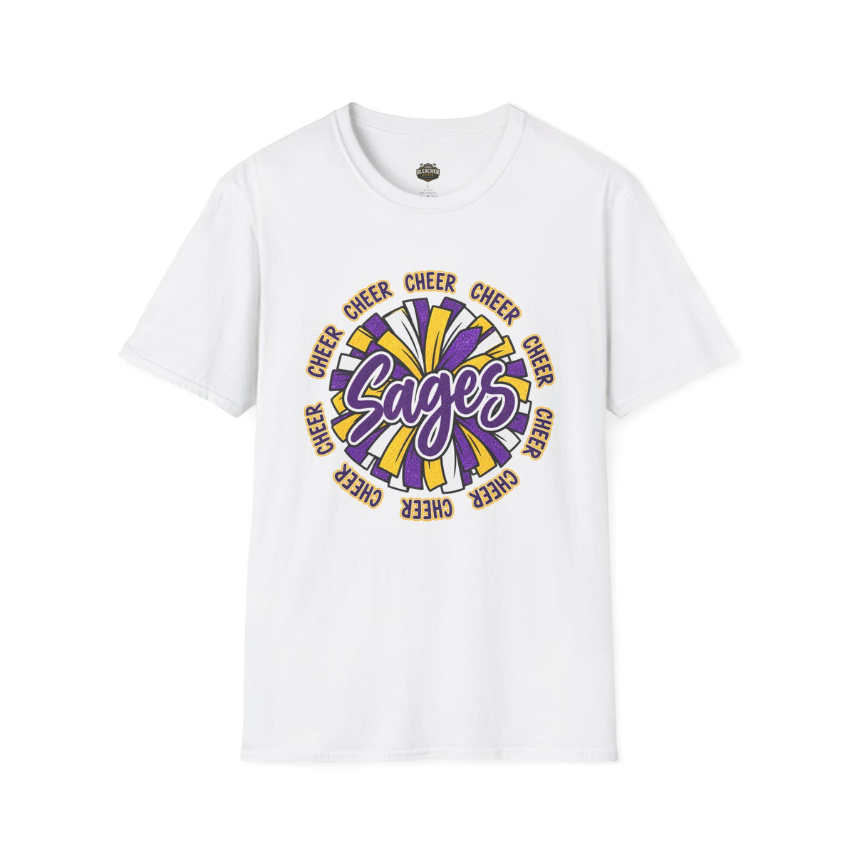 Sages Cheer T-Shirt — Purple & Gold Pom Design