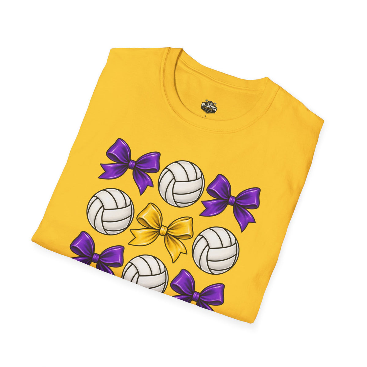 Volleyball & Bows Graphic T-Shirt — Purple & Gold Spirit Tee