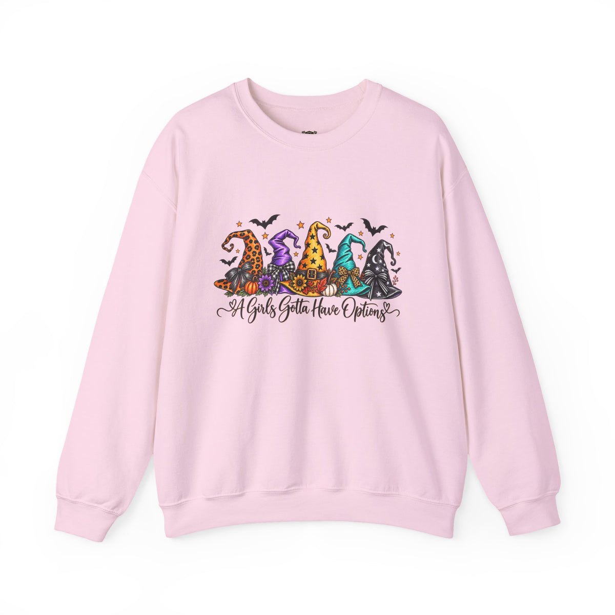 Witch Hat Crewneck Sweatshirt - "A Girls Gotta Have Options" Halloween Pullover