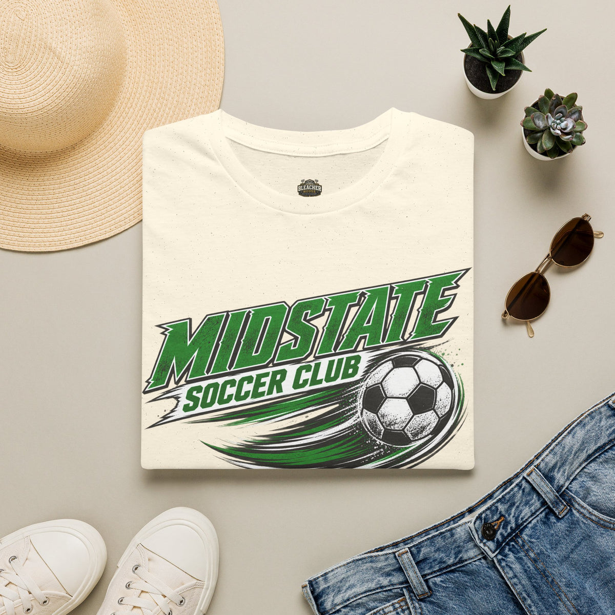 Midstate Soccer Club T-Shirt — Green Vintage Soccer Graphic Tee