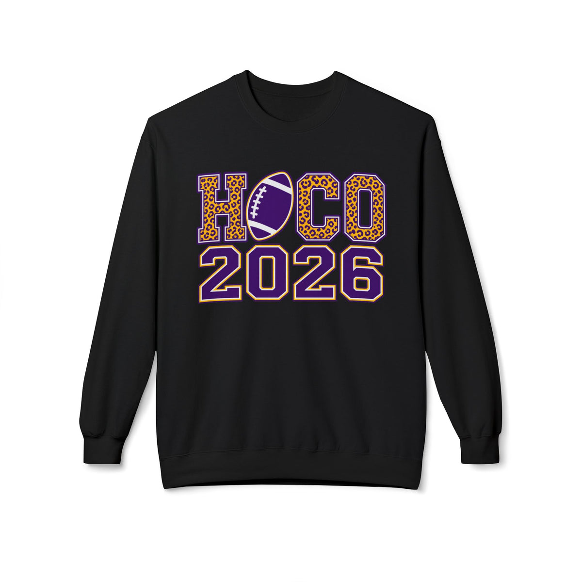 HOCO 2026 Leopard Football Crewneck Sweatshirt