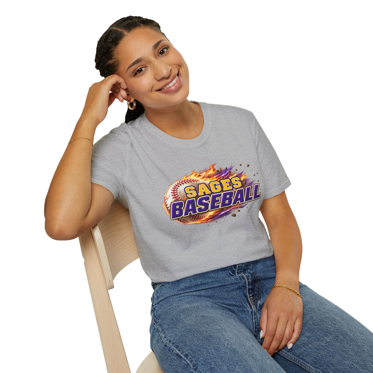 Sages Flaming Baseball T-Shirt — Flaming Baseball Team Tee