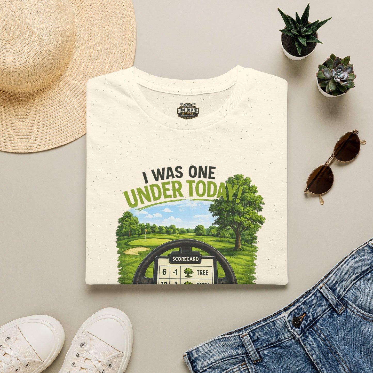 Golf T-Shirt — "I Was One Under Today" REALISTIC VIEW - Funny Scorecard Design