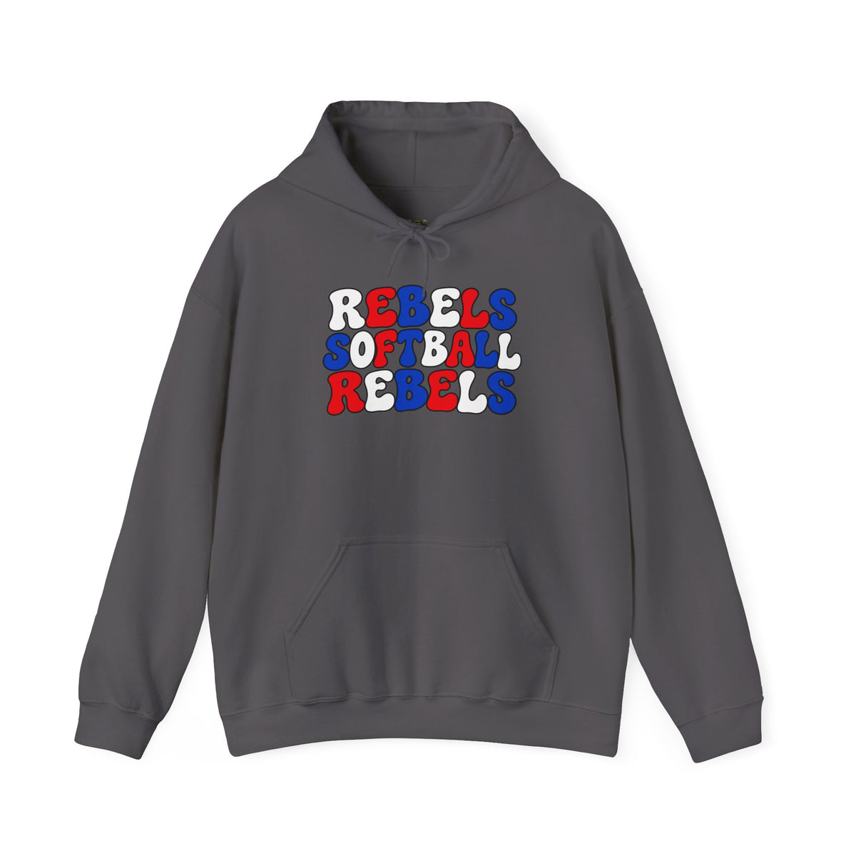 Rebels Softball Hoodie — Retro Red & Blue Team Graphic