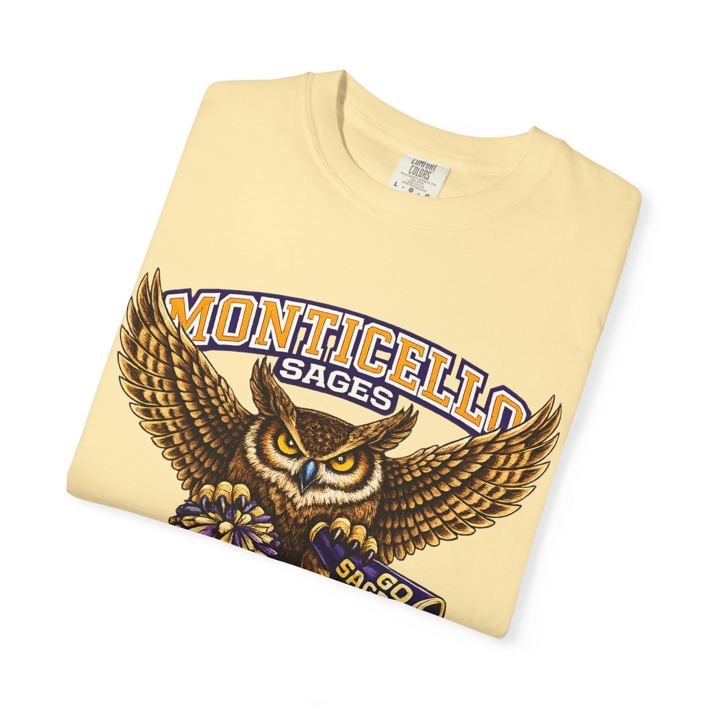 Monticello Sages Cheerleading T-shirt - Vintage Owl & Wings Team Tee