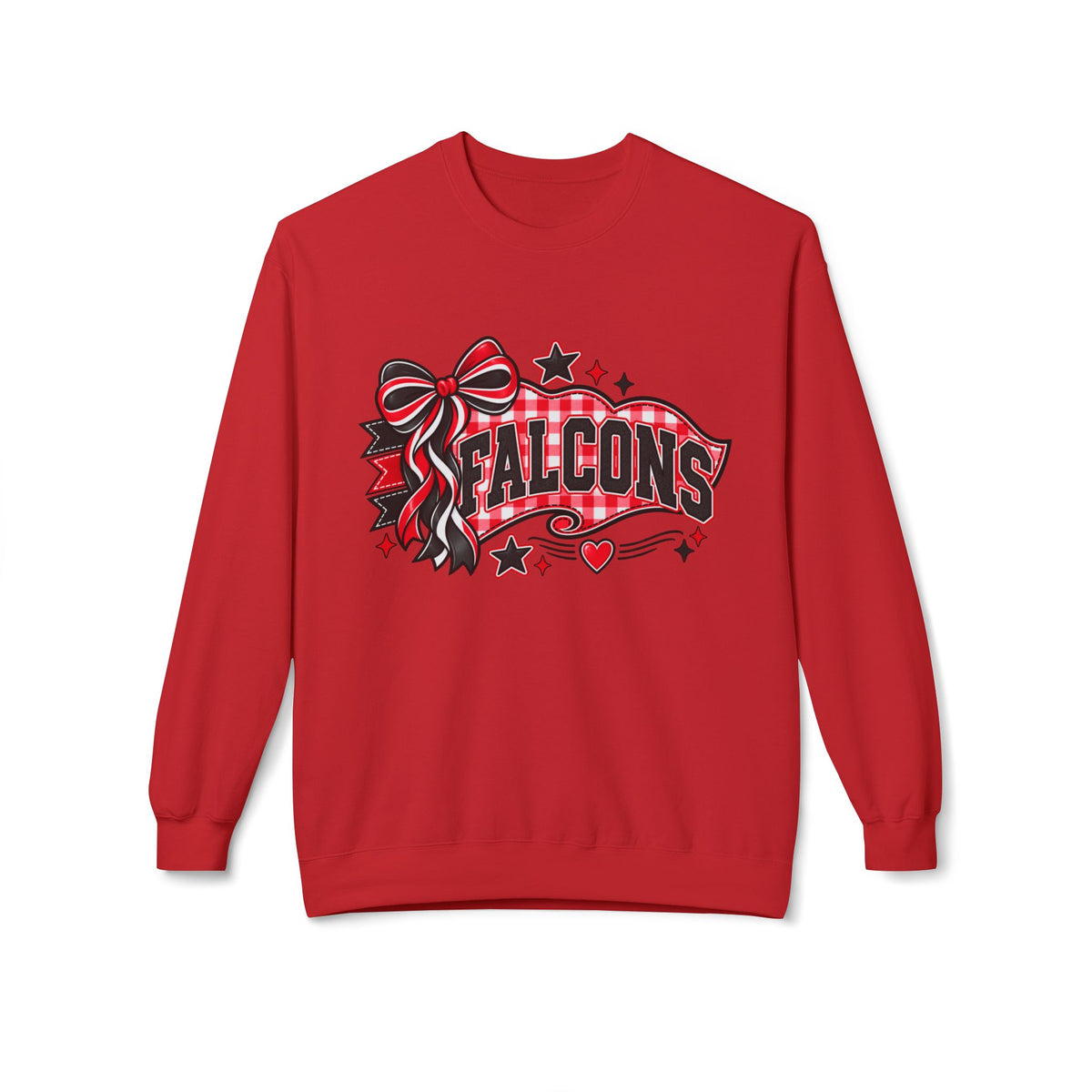 Falcons Sweatshirt — Red & Black Bow School Spirit Crewneck