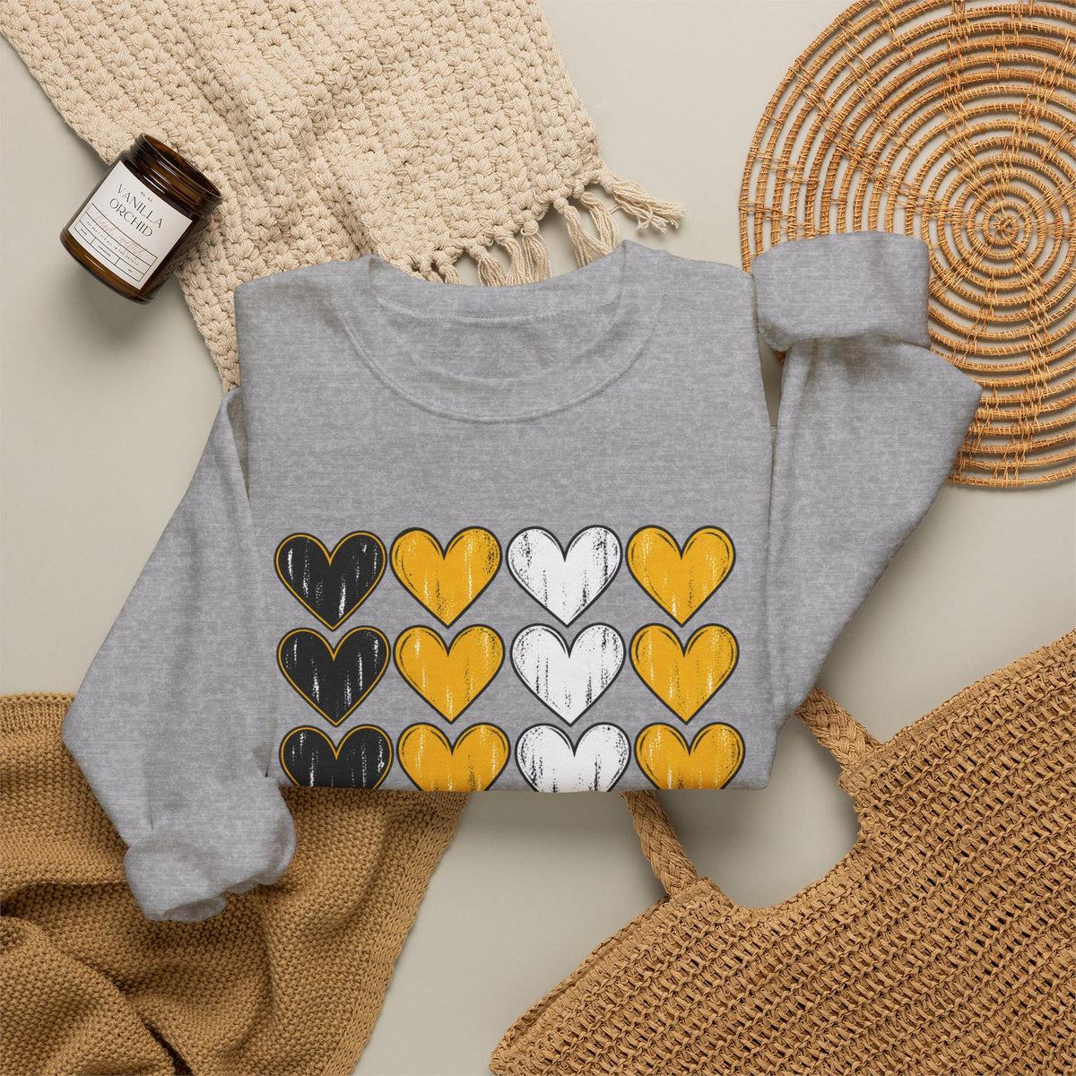 Tigers Heart Crewneck Sweatshirt — Black & Gold School Spirit