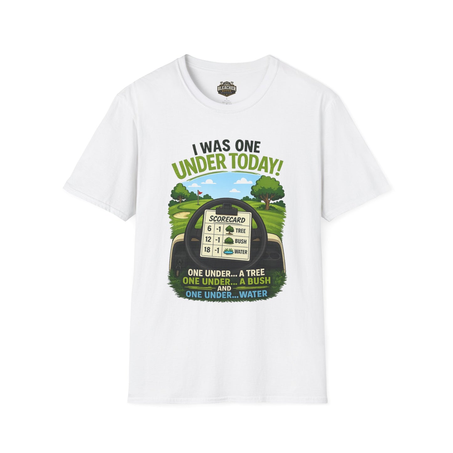 Golf T-Shirt — "I Was One Under Today!" ANIMATED VERSION - Scorecard Golf Humor Shirt