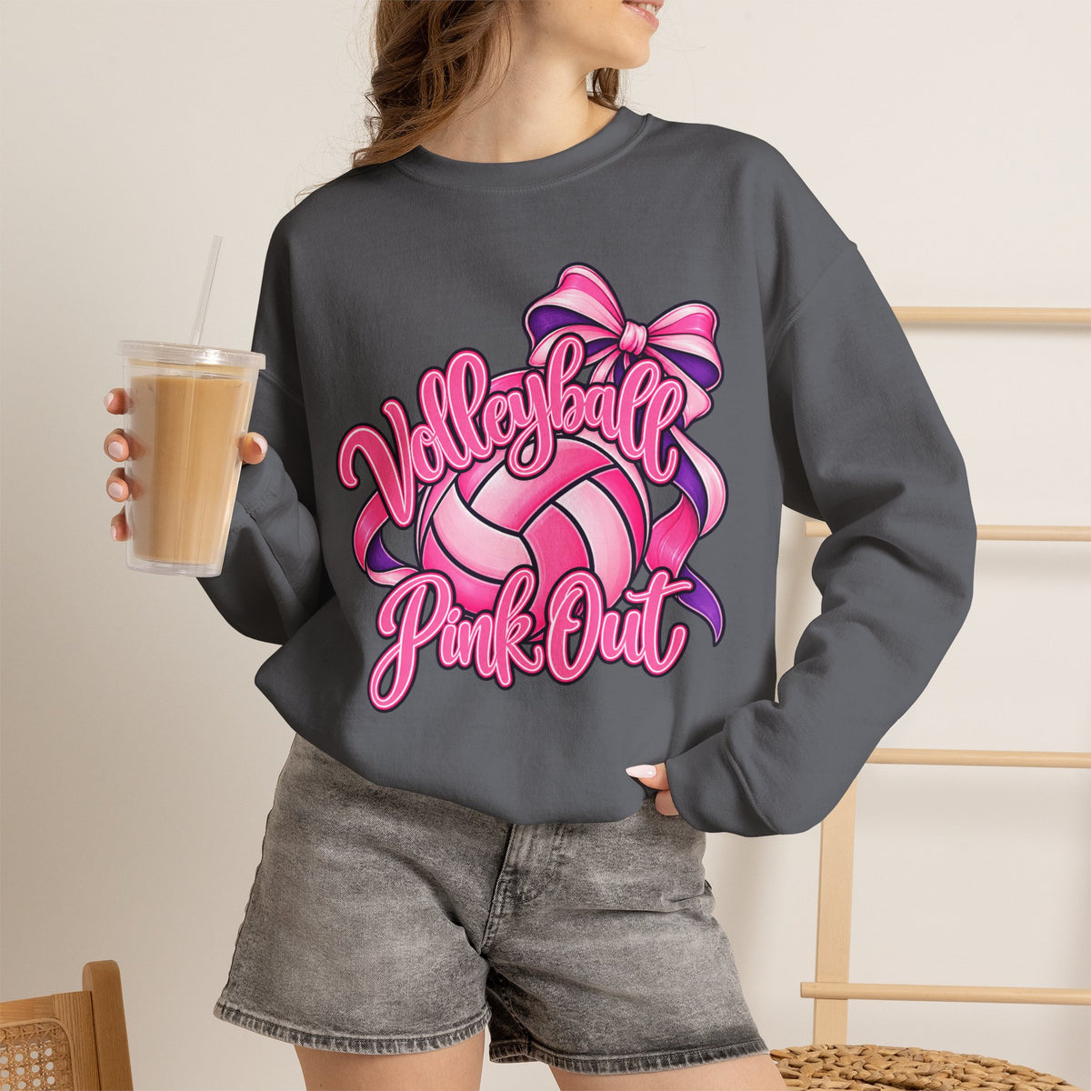Volleyball Pink Out Crewneck Sweatshirt