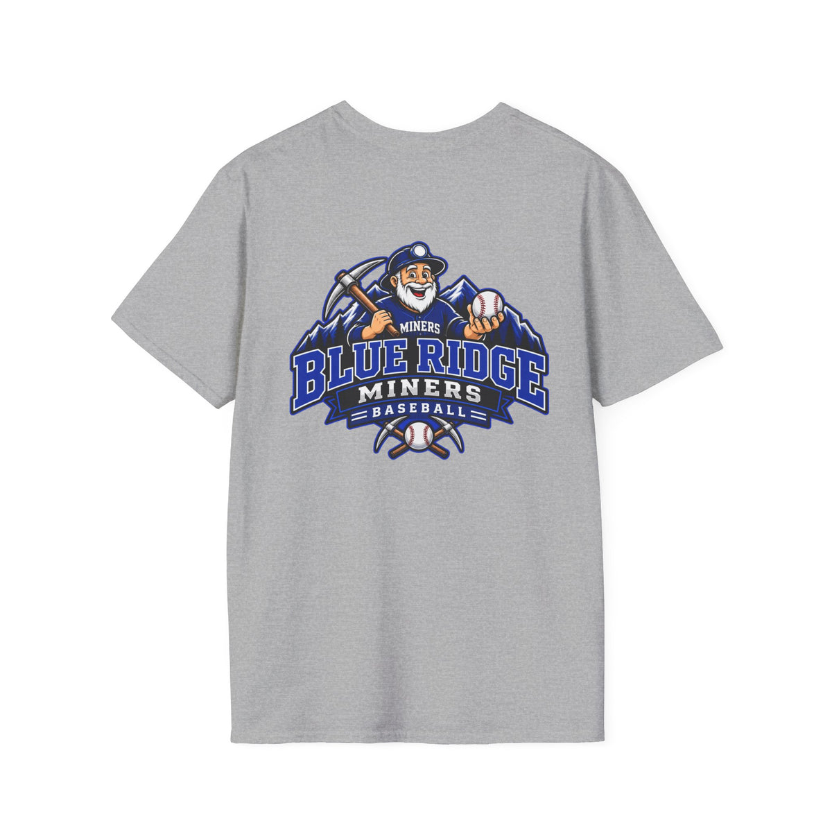 Miners Graphic T-Shirt - Miners Logo on Front, Mascot Design on Back