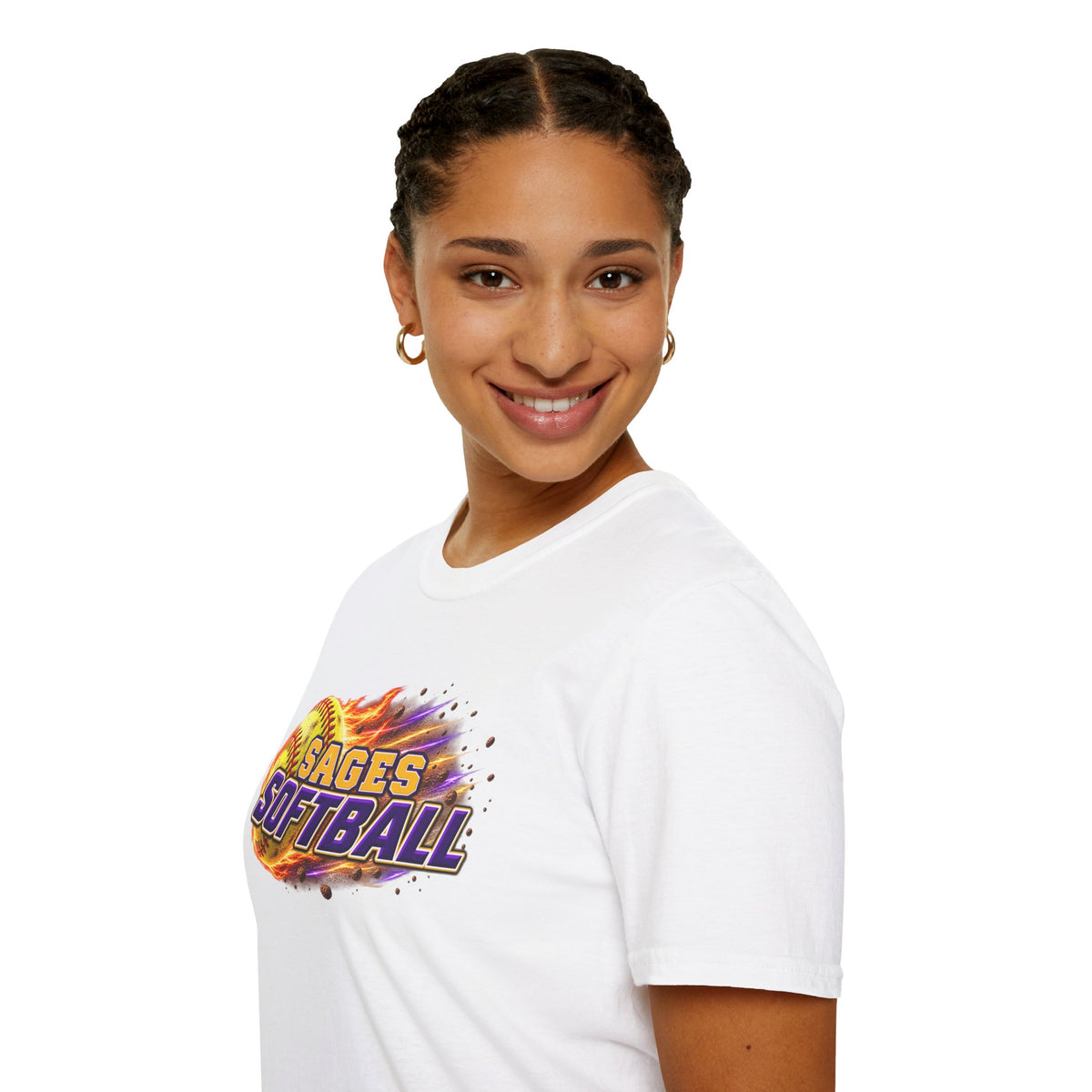 Sages Flaming Softball Graphic T‑Shirt