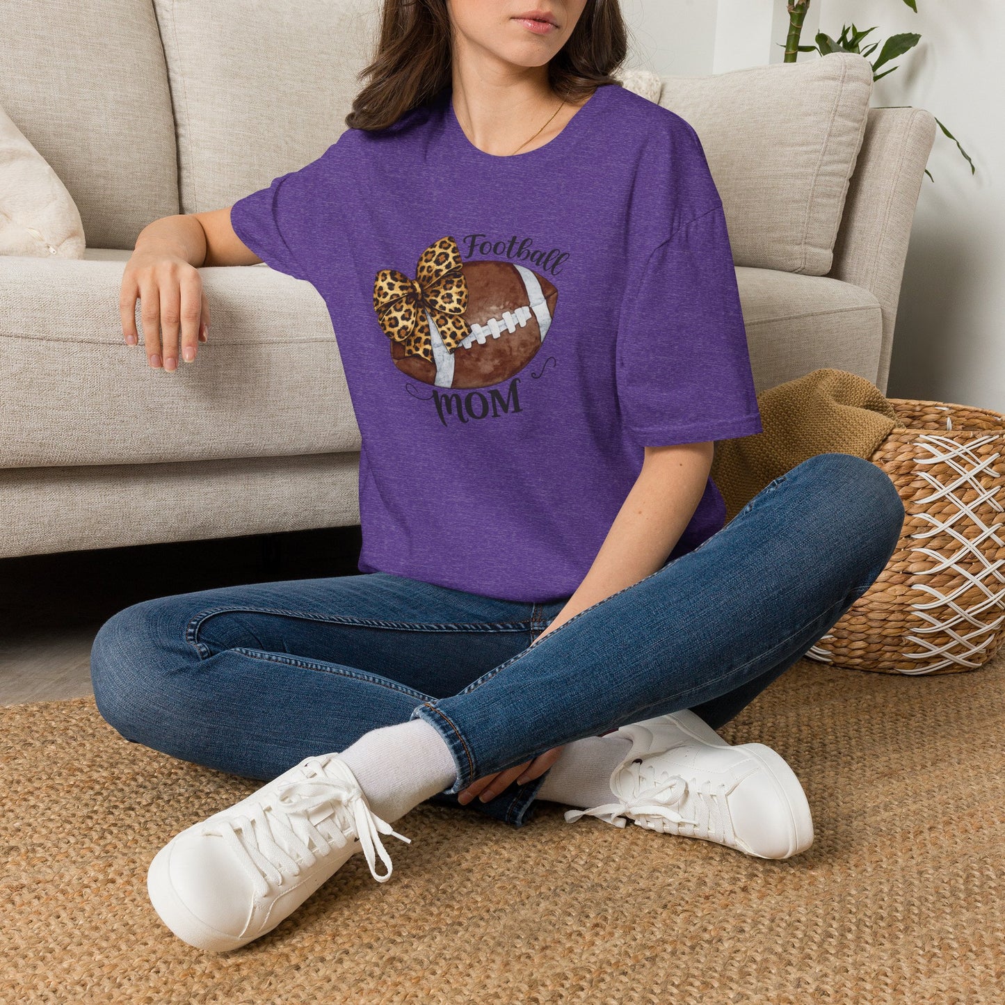 Football Mom T-Shirt — Leopard Bow Game Day Tee