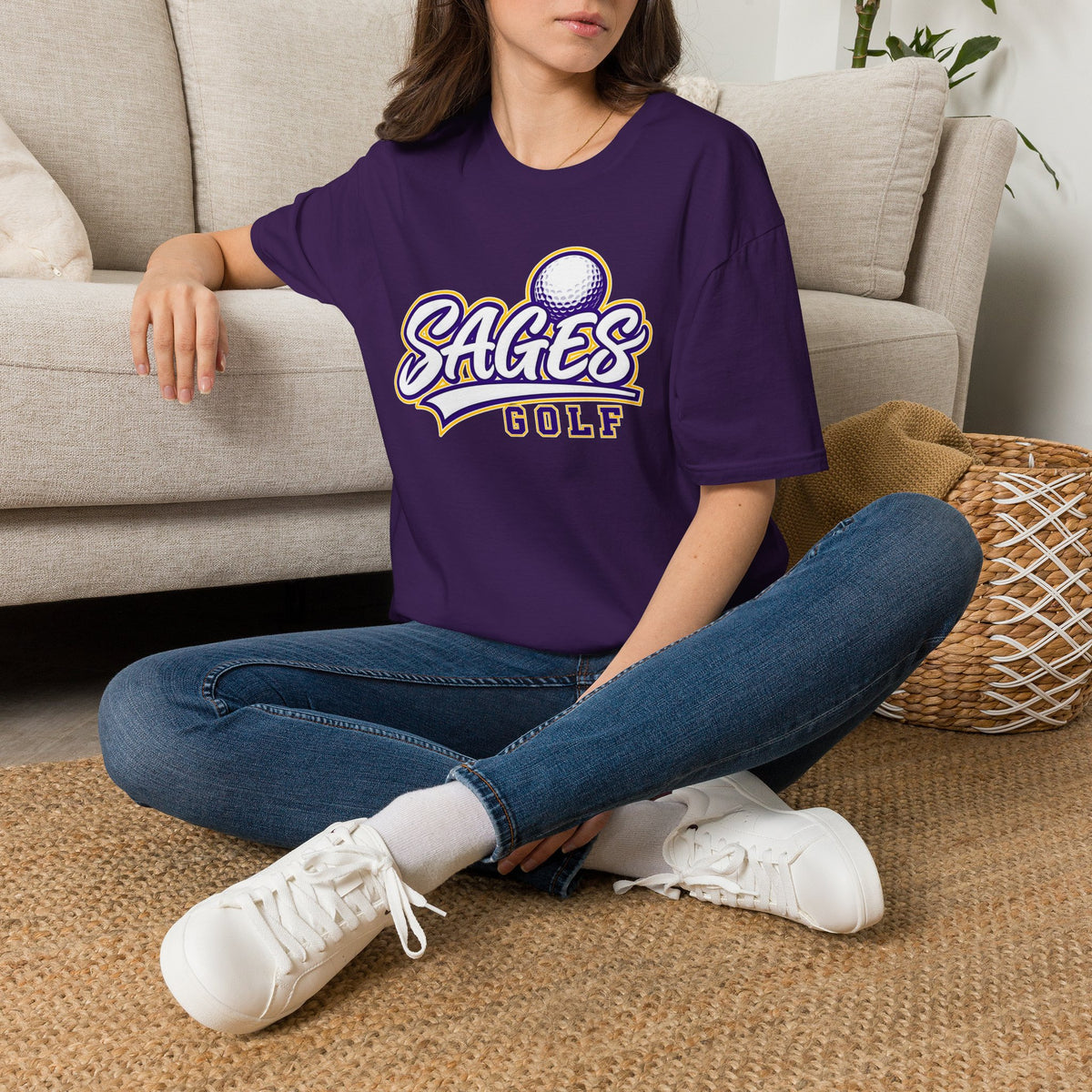 Sages Golf Team T‑Shirt — Vintage Script Golf Ball Logo