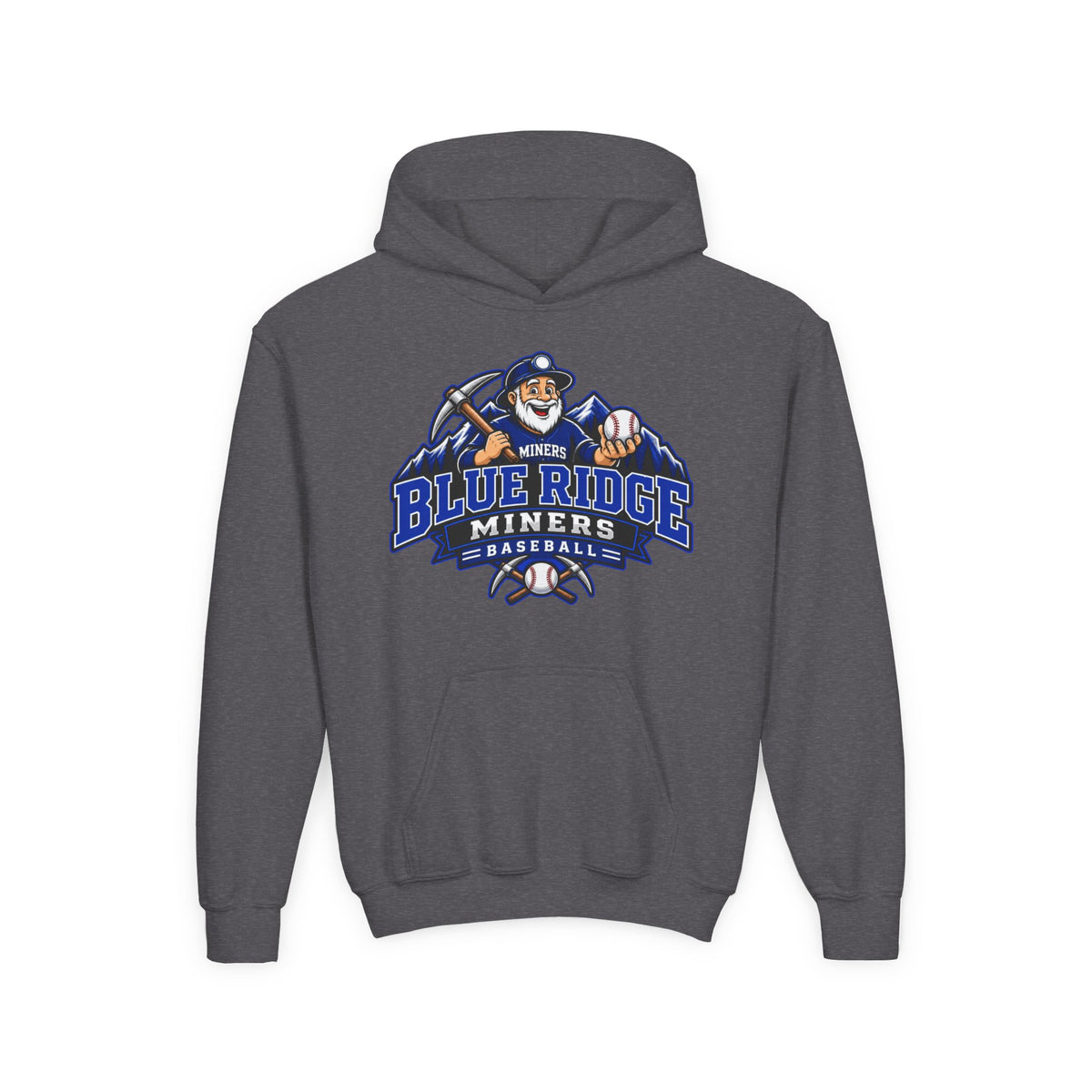 YOUTH Blue Ridge Miners Mascot Logo Hoodie