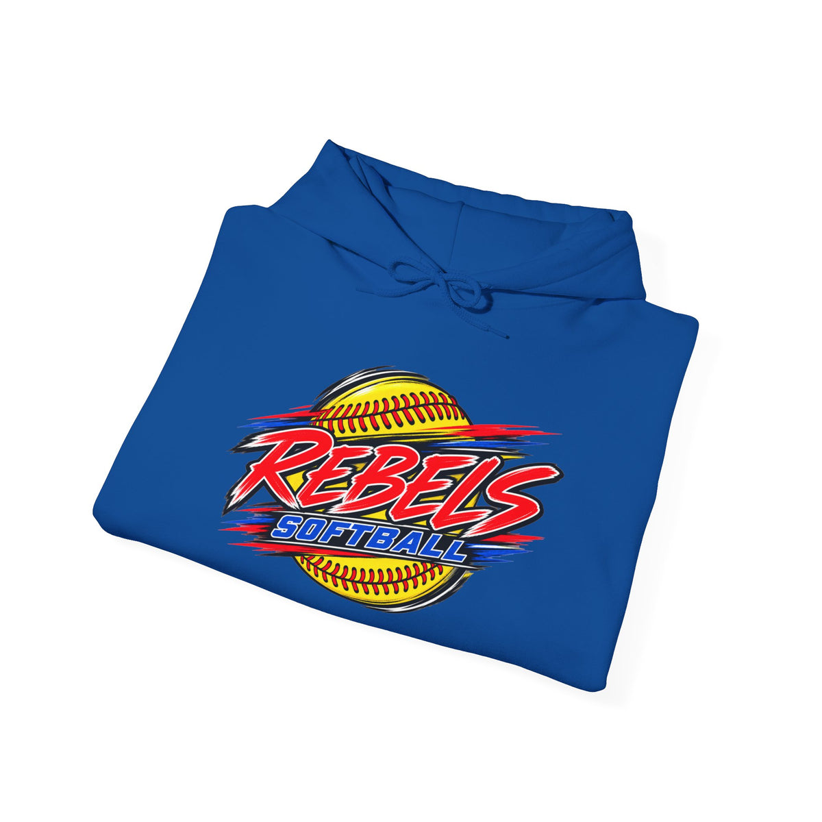 Rebels Softball Hoodie — Retro Yellow Softball Graphic