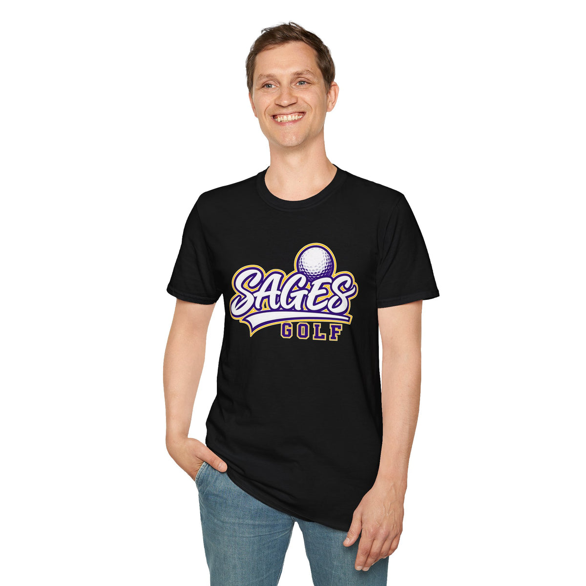 Sages Golf Team T‑Shirt — Vintage Script Golf Ball Logo