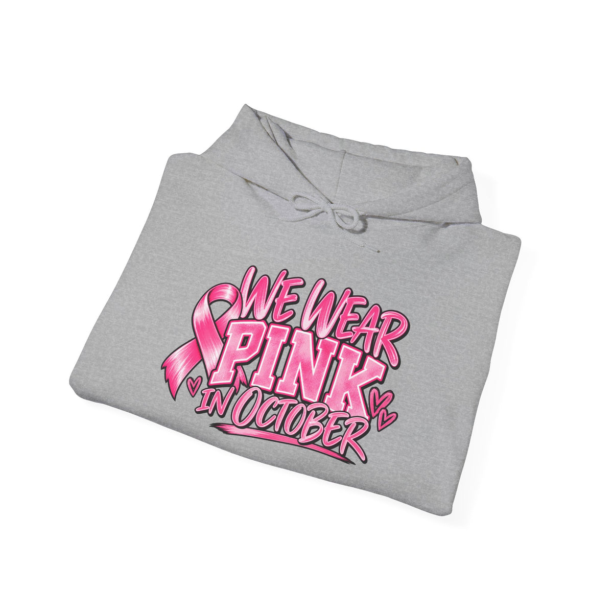 Breast Cancer Awareness Hoodie — "We Wear Pink in October" Pullover