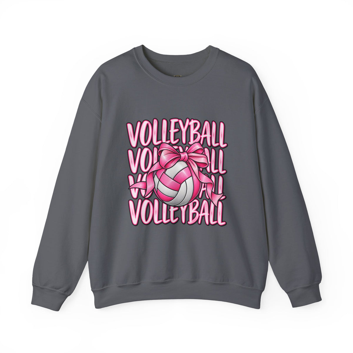 Volleyball Bow Sweatshirt — Pink Volleyball Graphic Crewneck