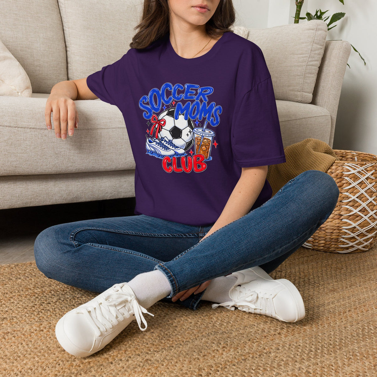 Soccer Moms Tee — 'Soccer Moms Club' Graphic T-Shirt with Ball, Cleats & Drink