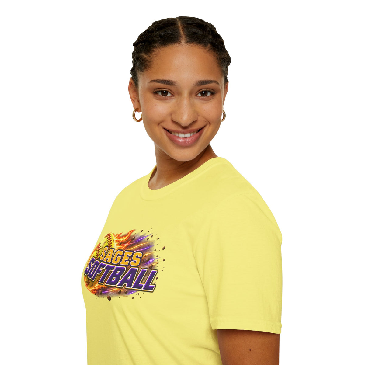 Sages Flaming Softball Graphic T‑Shirt