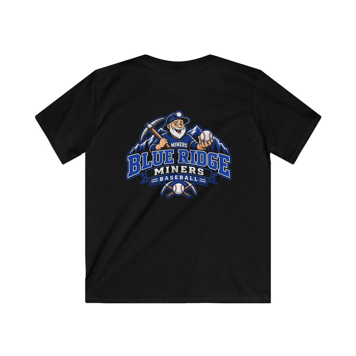 YOUTH Miners Graphic T-Shirt - Miners Logo on Front, Mascot Design on Back